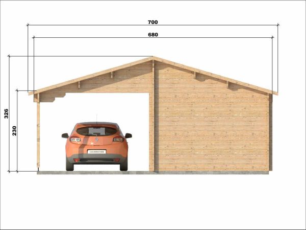Garage +carport 6,8x5,6 back